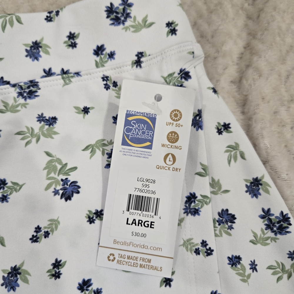 Lillie Green Floral Golf Skort Skirt Shorts White Blue UPF 50+ Large NWT - Picture 11 of 11
